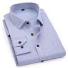 Рубашка мужская деловая с длинным рукавом, Классическая формальная сорочка в полоску, на пуговицах, приталенный силуэт, большие размеры 2XL 3XL 4XL