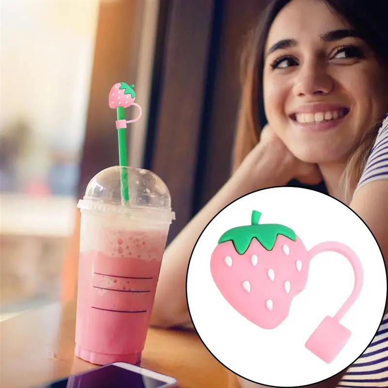 

2Pcs Adorable Silicone Straw Dust Plugs Straw Beverage Protective Caps