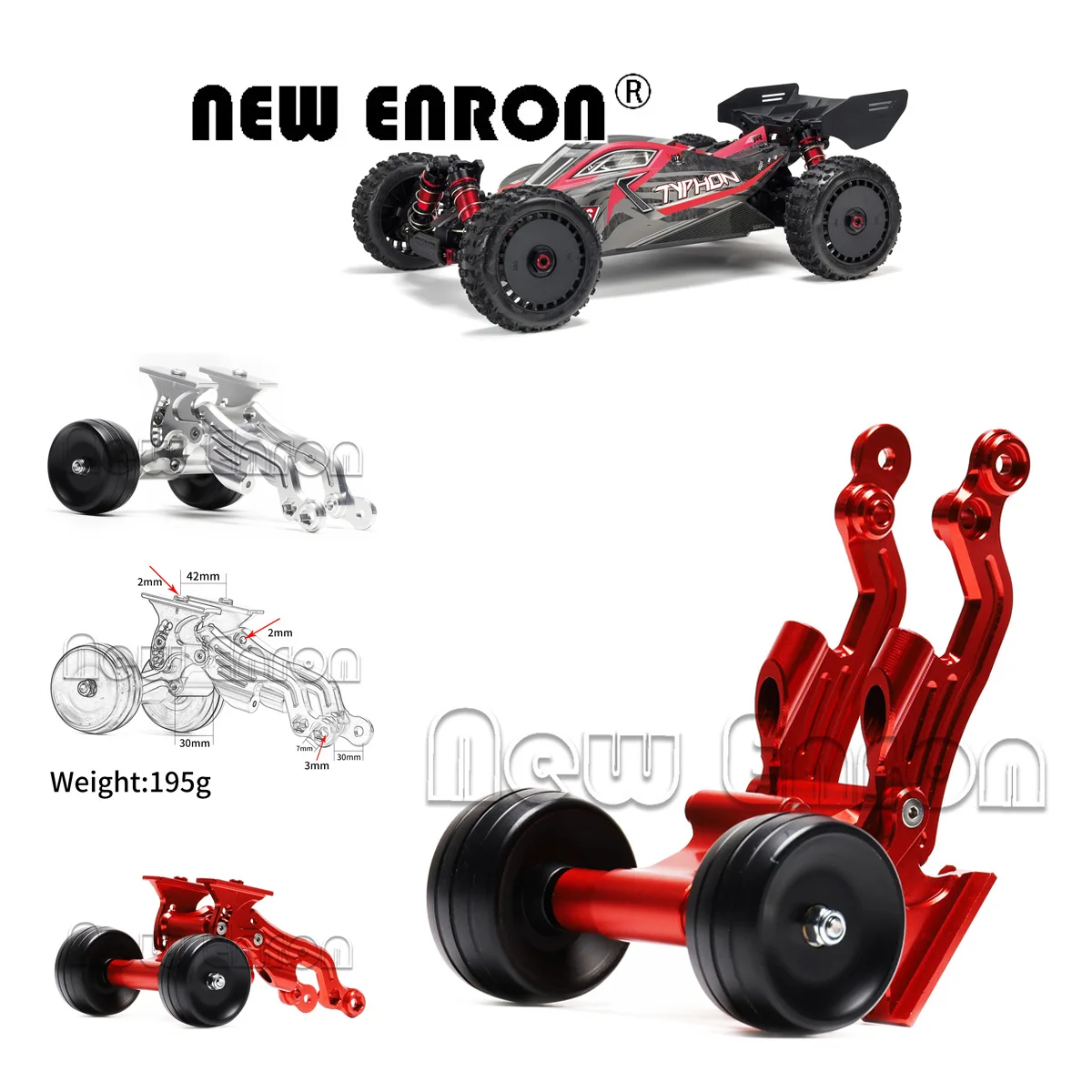 AR320379 1:8 Aluminum Alloy With Anti-Roll Wheel Adjustable angle air wing seat FOR ARRMA 1/8 TALION TYPHON