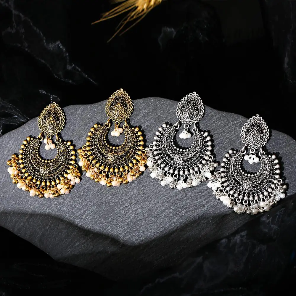 

Retro Ethnic Fashion Water Drop Hollow Pendant Earrings Gold Color Silver Color Alloy Pendant Tassel Earrings 2023 Jewelry Gift