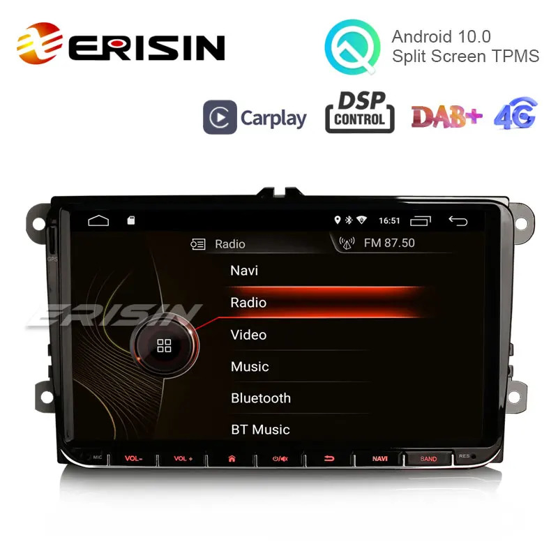 Erisin ES4291V 9 &quotAndroid 10 0 автомобильная стереосистема для VW Golf 5 Passat Polo T5 Tiguan Caddy Jetta Skoda