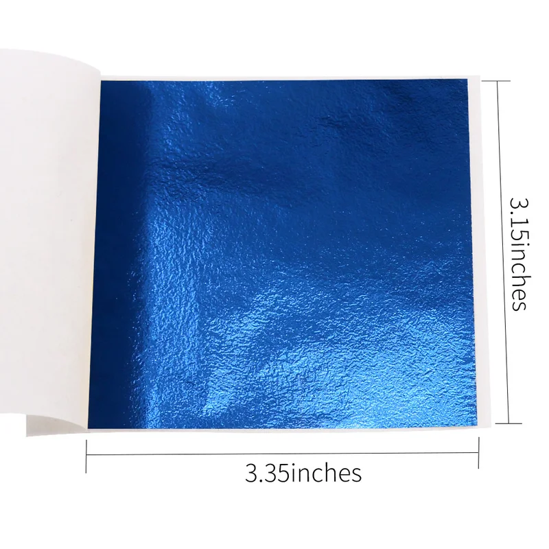 Синие Позолоченные бумажные листы с имитацией золотистого листа 8х8 5см для