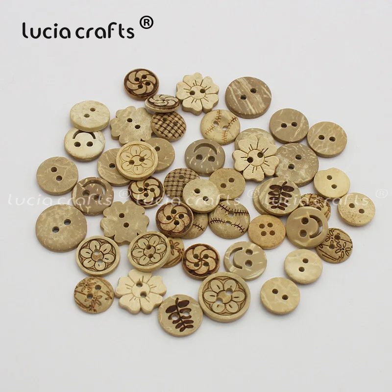 Lucia crafts 12 50 шт./лот 10 20 мм кокосовые деревянные кнопки Ассорти DIY Швейные