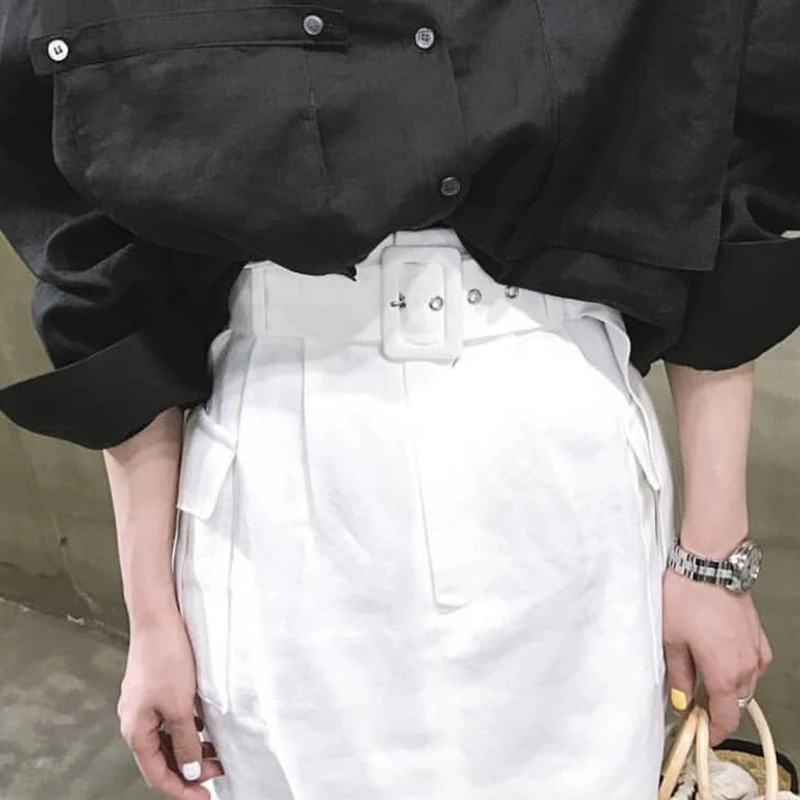 GALCAUR элегантные белые женские юбки с высокой талией поясом А-силуэта Мини Летняя