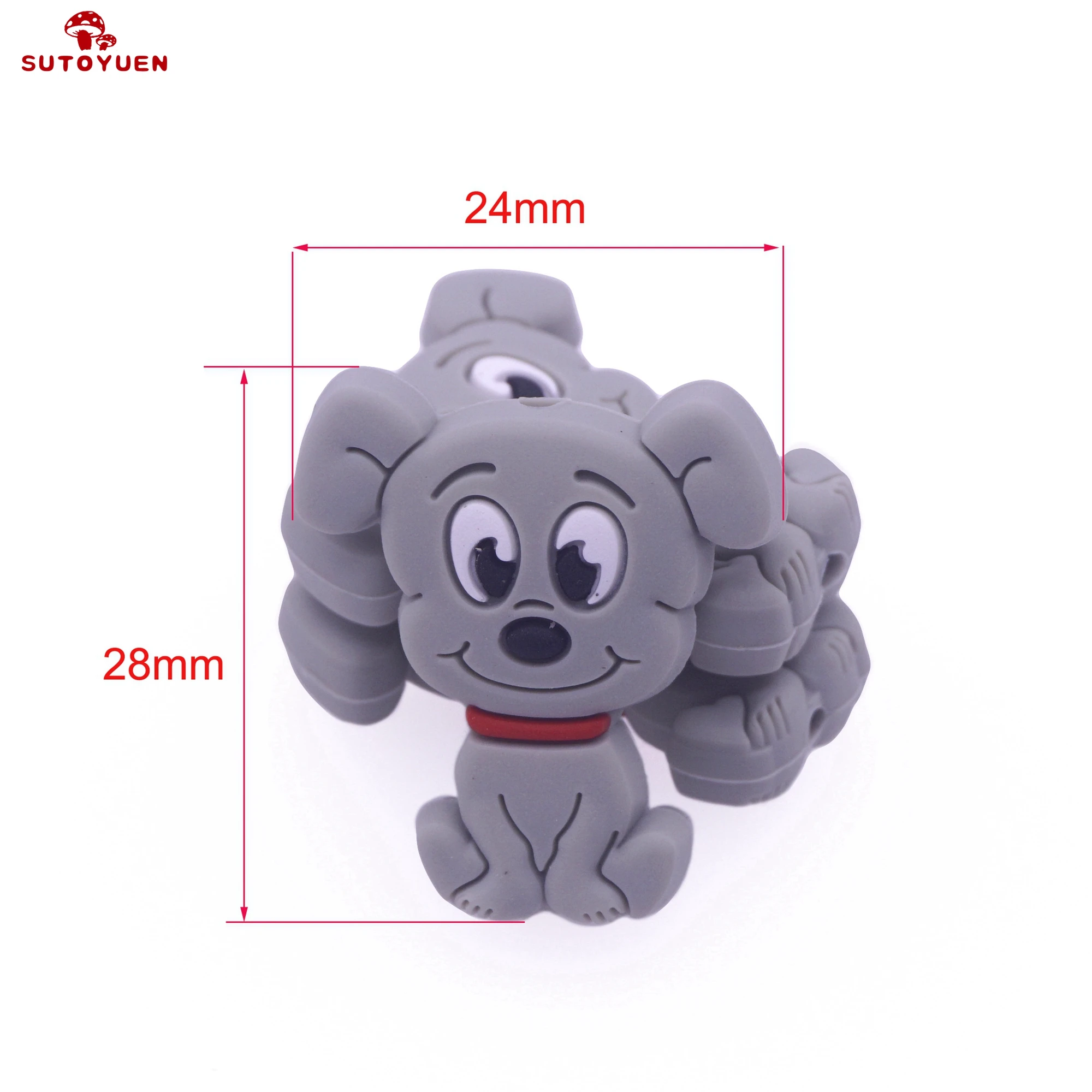 Sutoyuen 5pc Food Grade Cartoon Silicone Beads Mini Puppy Dog Baby Teether Bead BPA Free Chewing DIY Pacifier Baby Teething Toys images - 6