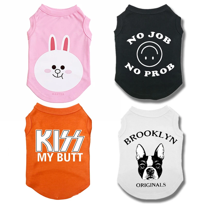 

Letter Print Cartoon Dog Summer Clothes For French Bulldog Dog Shirt T-shirt Vest Pet Puppy For Small Medium Pets Ropa Perro