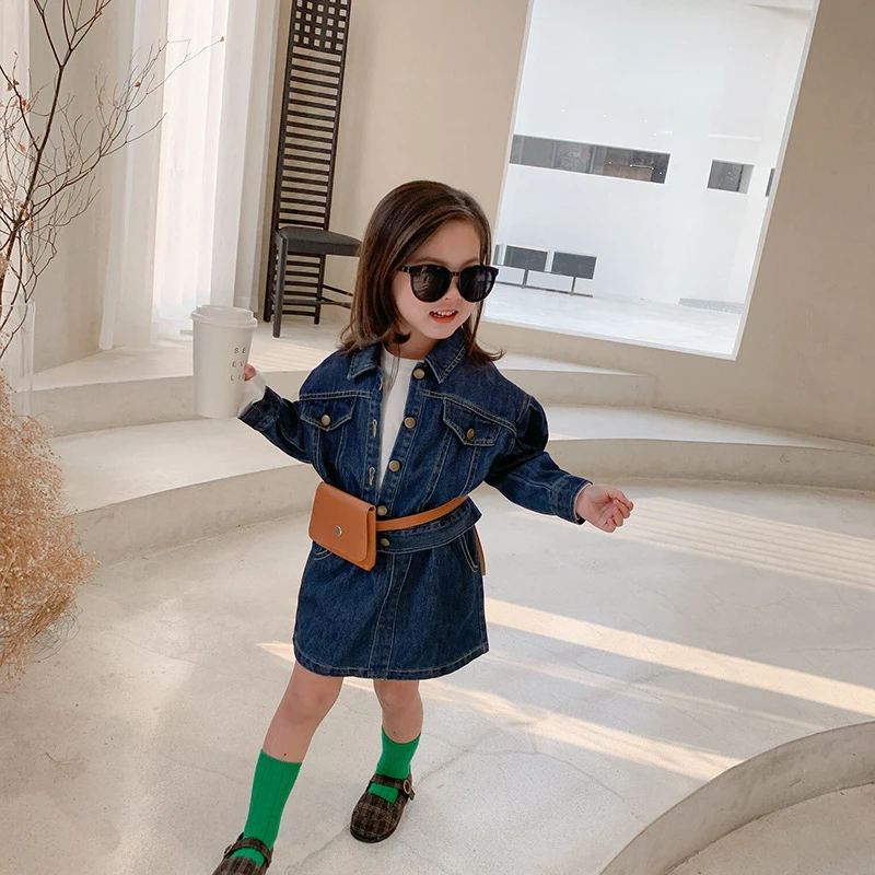 

Girls Suits Coat+Skirt 2021 Blue Jean Thicken Winter Autumn Warm Kids Teenagers Outwear Kids Cotton Sport Suits Children Clothin