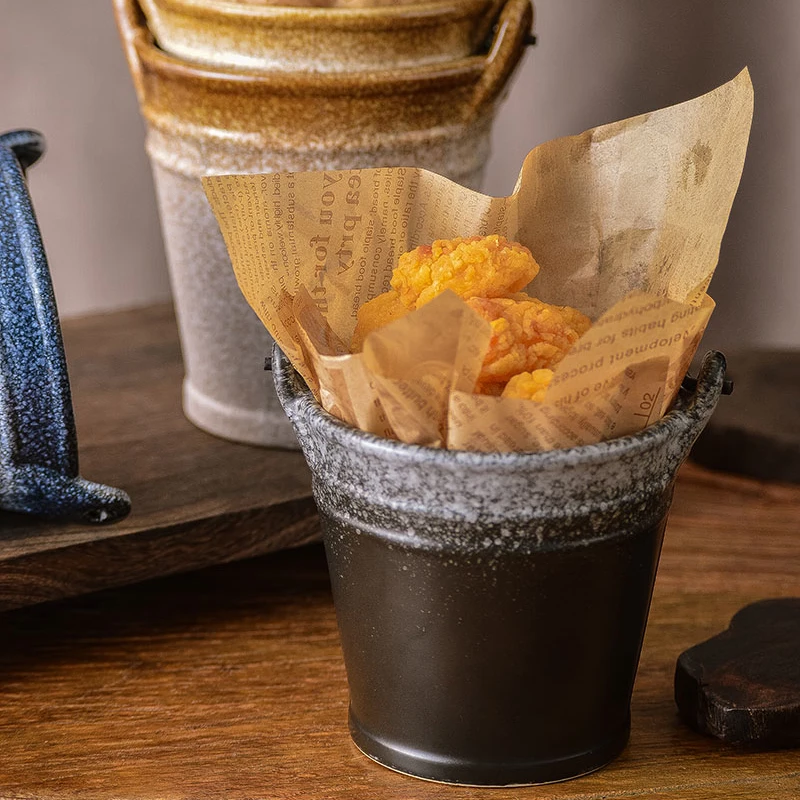 Японский Стиль Керамика ведро для попкорна мини Ведерко закусок глазурь