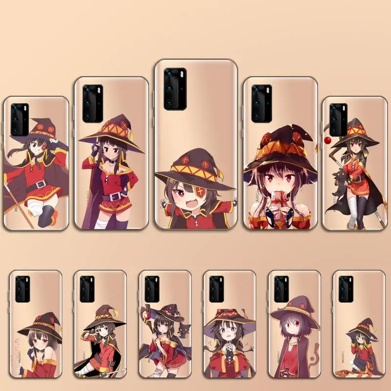 

Konosuba Megumin anime cute girl Phone Case Transparent for Huawei P 40 20 30 10 mate pro lite plus