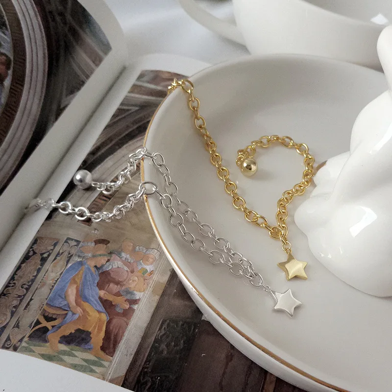 1 шт. подлинный 925 пробы серебряный белый/золотой бусины и Звезда Крест звено цепи