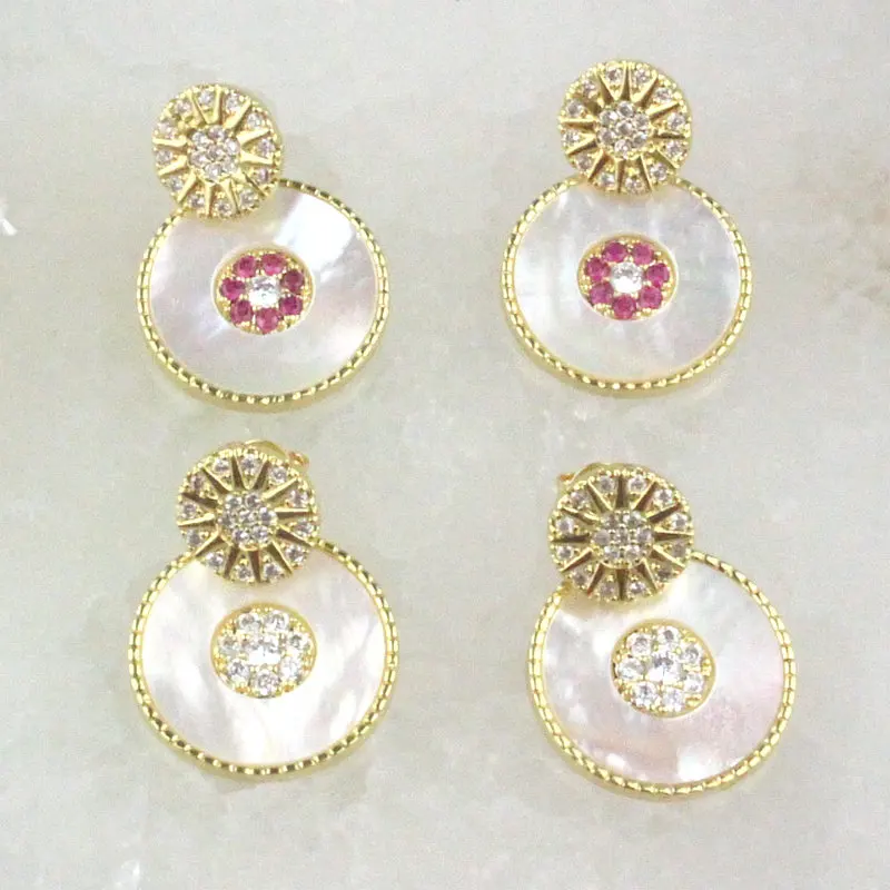 5 пара/лот Модный Цветной cz/серьга жемчуга обувь с круглым носком в форме цветка