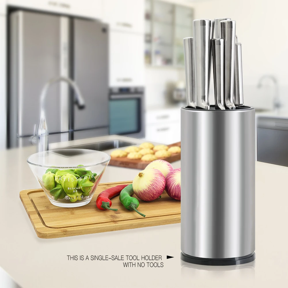 

Universal Knife Holder Set – Cutlery Utensil Holder Knife Block Knife Sharpener Stainless Steel Kitchen Organizer Space