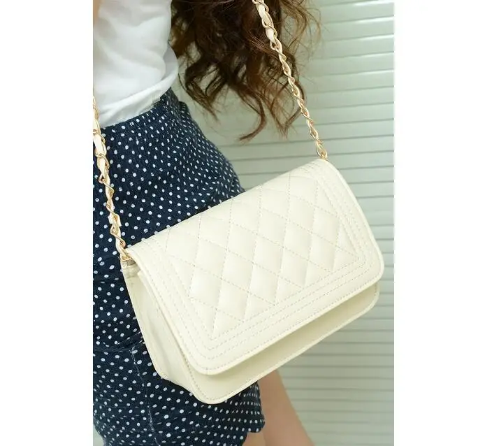 

Fashion handbags High quality PU leather Women bag Sweet girl chain small square package Lattice shoulder Female bag