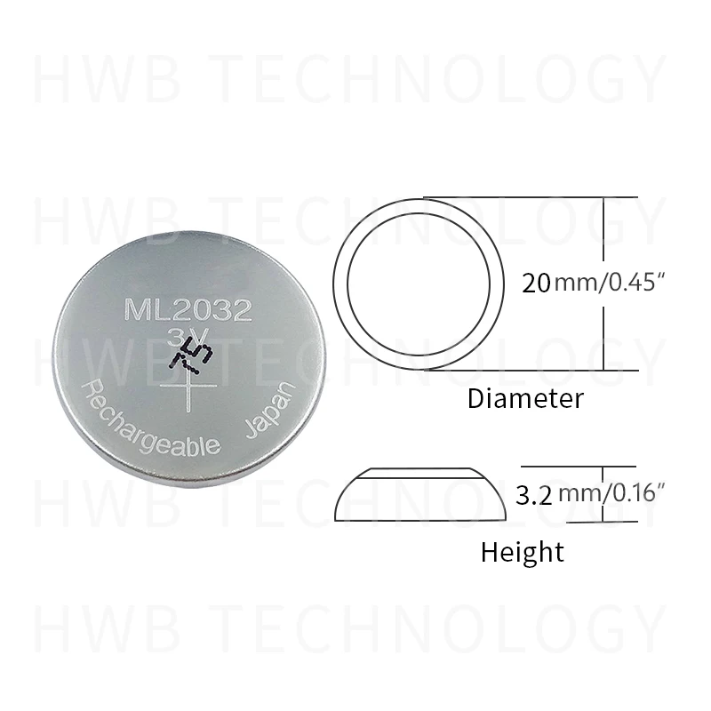 10PCS/LOT New Original ML2032 3V Rechargeable lithium battery button cell batteries (ML2032) | Электроника