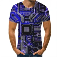 fashion summer mens t shirt mechanical motherboard printing 3d digital printing short sleeve o neck t shirts mens clothing
