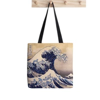 women shopper bag kanagawa wave printed kawaii bag harajuku shopping canvas shopper bag girl handbag tote shoulder lady bag