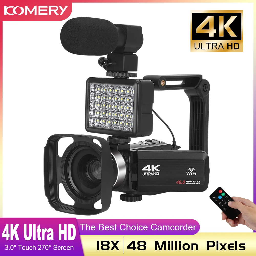 UHD 4K видеокамера 48 МП Wi-Fi для YouTube 18X цифровой зум Селфи экран 3 0 дюйма 270 ° handycam |