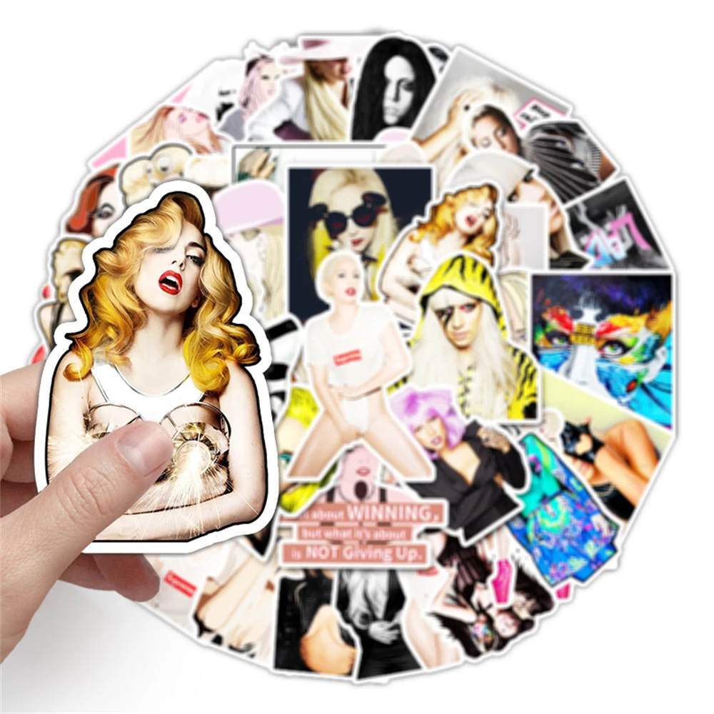 Gaga-pegatinas impermeables de grafiti para mujer, decoraci&oacute;n de maletas y guitarra, Sexy, para actriz, novedad de 2021, venta al por mayor-1