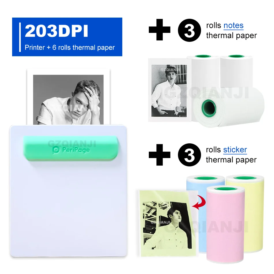 203-3notes3sticker-C Портативный термальный Bluetooth принтер 58 мм мини беспроводной POS Термальный фотопринтер для Android IOS мобильный телефон GZM5804 - Цвет: 203-3notes3sticker-C