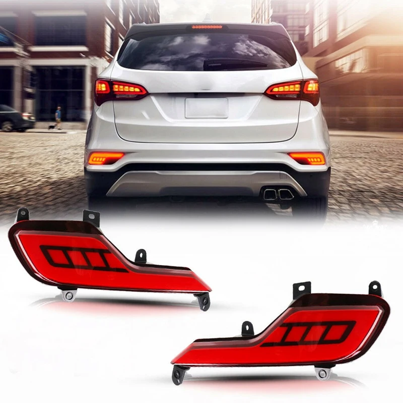 

JSP Style Red LED Rear Fog Lights Tail Brake Lamp for 2017-Up Hyundai Santa Fe