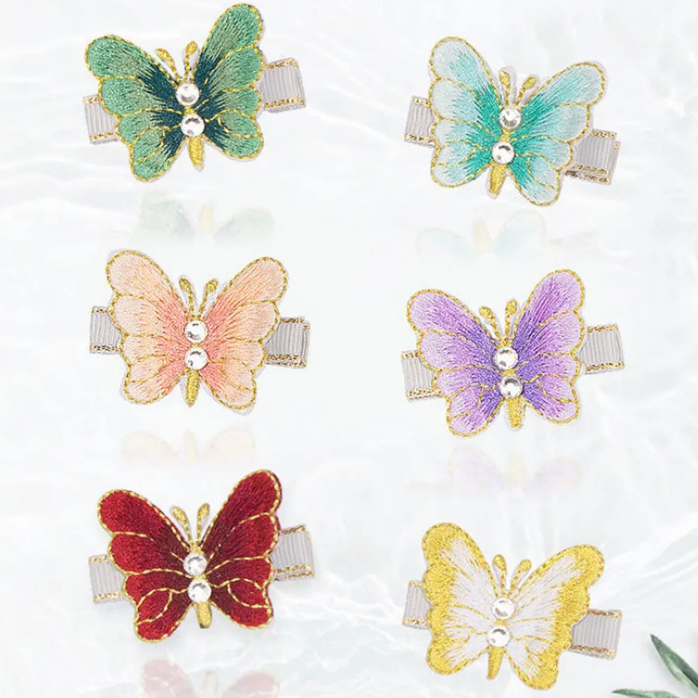 Новые милые заколки с бабочками для маленьких девочек радужными бантами детей