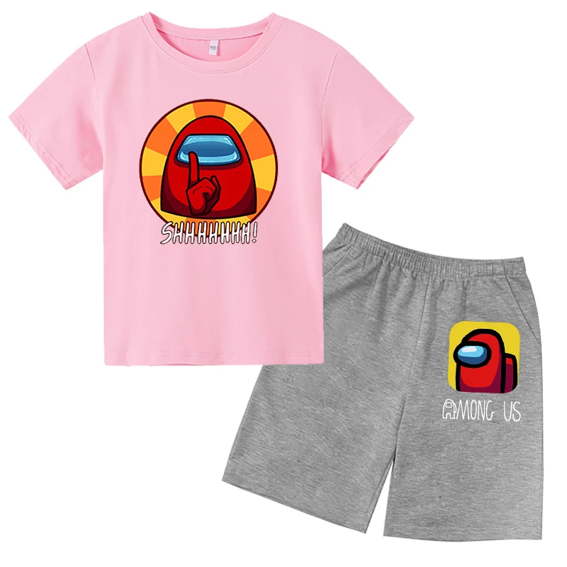 

Kids Summer Costumes Boys And Girls Short Sleeve Fashion T-Shirt+Pants 2pc Suit Kids Cartoon Print Street Fashion Style Outfits