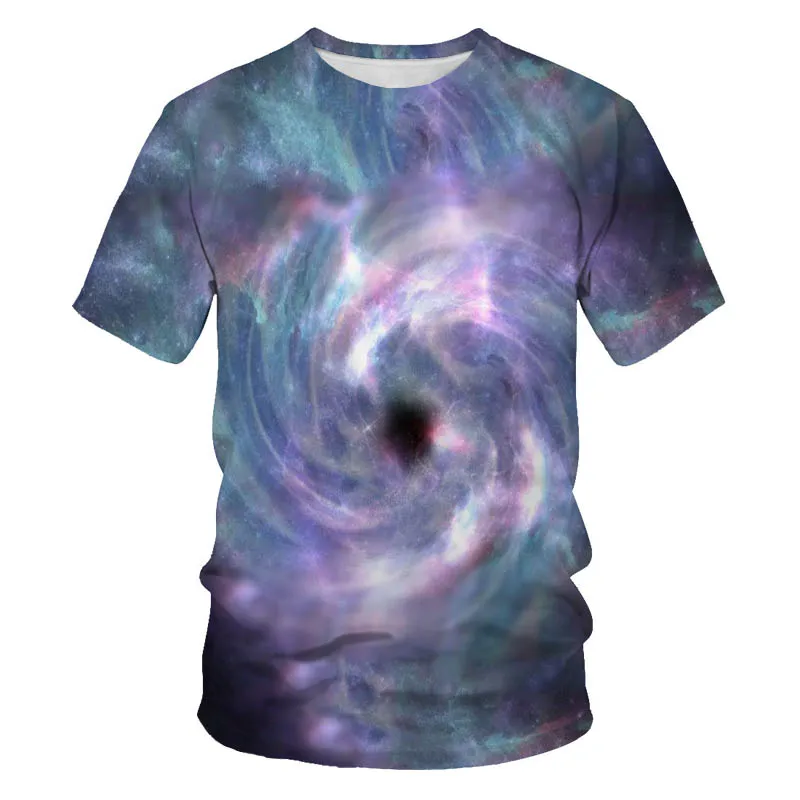 

3D printing men and women all-match net red T-shirt casual universe starry sky dream summer super fire trend O-neck short sleeve