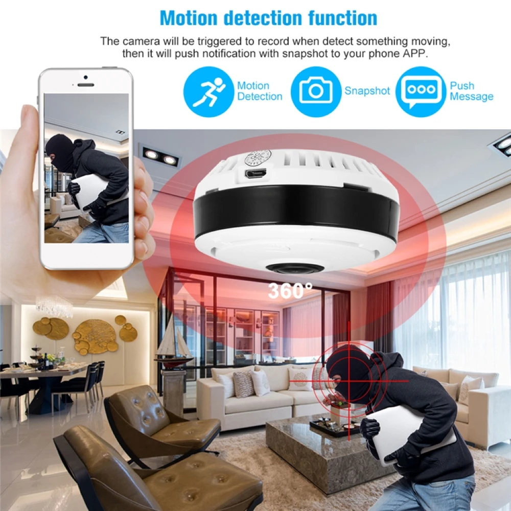 5MP/960P Wifi Panorama Fisheye Camera 960P Lamp CCTV Video IP Surveillance Alarm Night Vision P2P wireless Bulb | Безопасность и