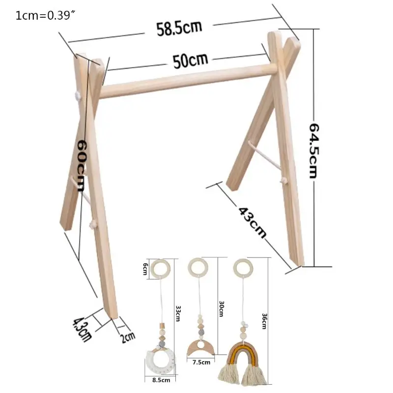 

1Set Nordic Cartoon Baby Wooden Gym Fitness Frame Rack Hanging Pendant Toys Kit New Dropship 2