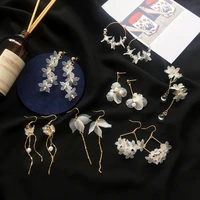 2021 new flower handmade bohemia earrings women fashion long hanging earrings crystal wedding dangle earings party jewelry plant