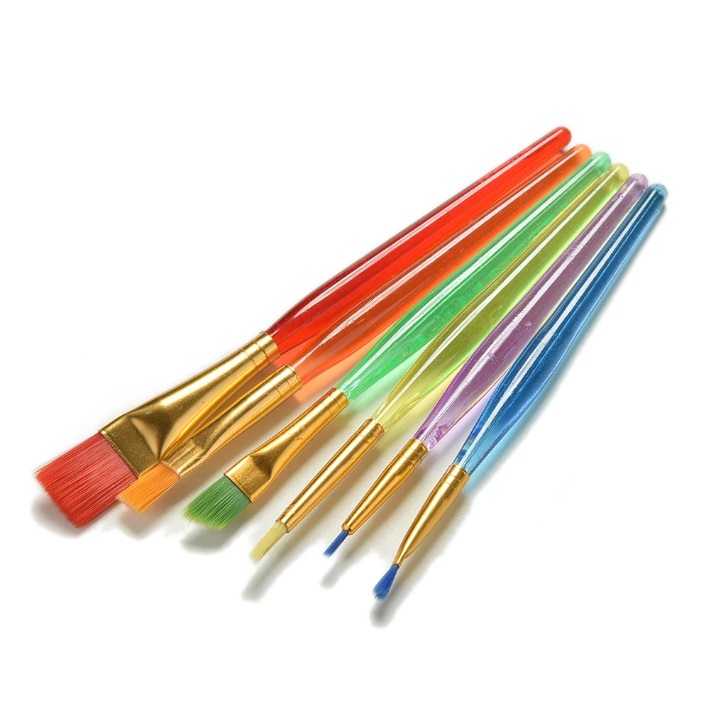

6 Pcs/Set Set Artist Watercolor Oil Brush Painting Supplies New Nylon Hair Paint Brush