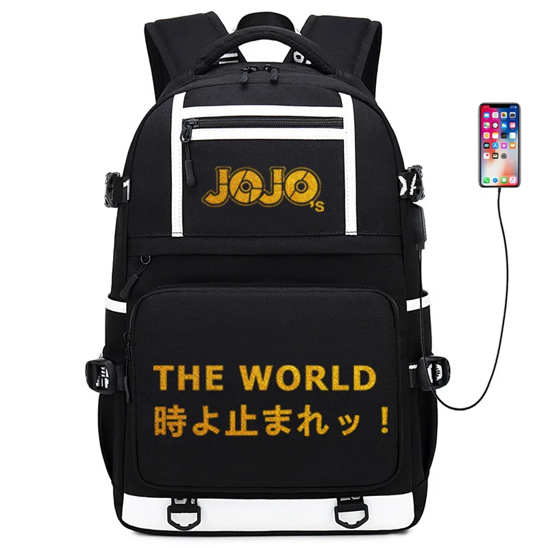 JoJo невероятное приключение с золотым принтом школьная сумка большой дорожный Рюкзак Школьные сумки Oxford для девочек-подростков с рисунком из аниме книжные сумки - Цвет: 2