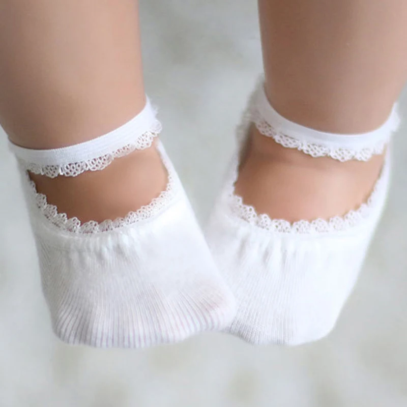 

Baby Socks Newborn Socks Summer Lace Baby Socks Solid Color Princess Baby Girl Socks Infant Anti-slip Socks With Rubber Soles