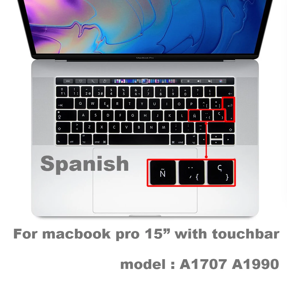 Spanish EU-Enter EU-Key Keyboard Cover Protector for Macbook Pro 13Air 11 12 15 touch bar A1706/A1466/A1707/A1990/A2159/A1932