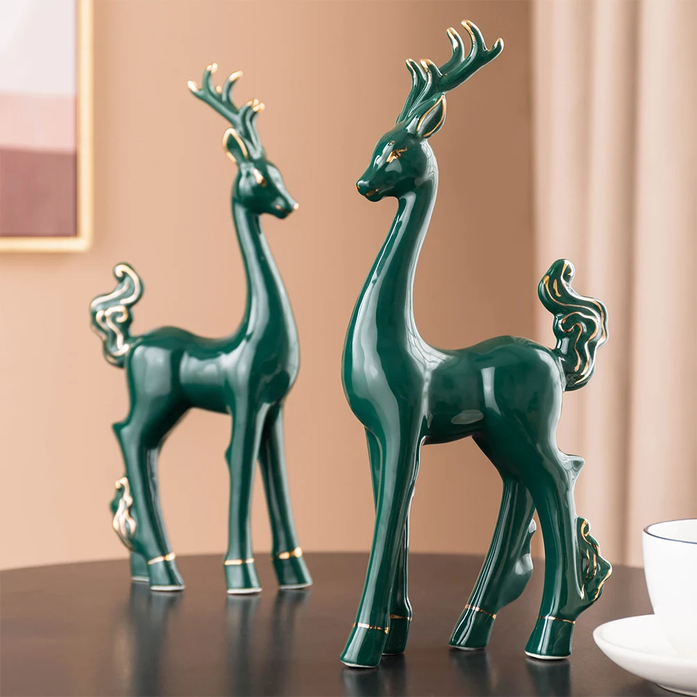 

Nordic Modern Decoration One Piece Resin Statue Deer Sculpture Home Decoration Living Room Desktop Ornaments Weding Gifts