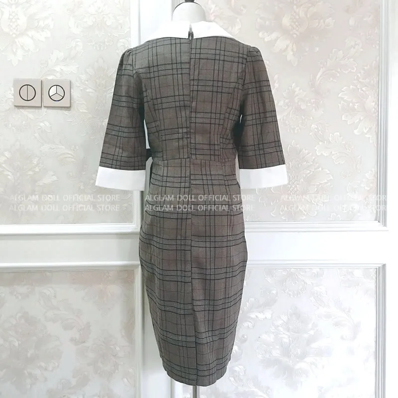 Платье-карандаш женское до колена в клетку | Женская одежда