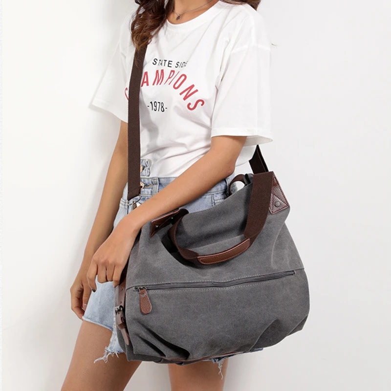 

Fashion Canvas Large Capacity Women Tote Bag Casual Zipper Women Shoulder Bag New Handle Crossbody Bag for Female Handbag Women