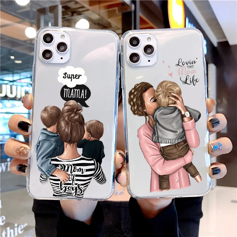 For iPhone 6 S 6S 7 8 X XR XS Max Case Silicone Black Girl Baby Women Mom Soft Cover For Apple iPhone 8 7 6S 6 S Plus Phone Case