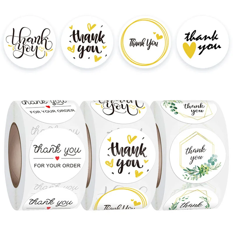 

Qiduo 500pcs 1inch Thank You Stickers Seal Labels Decoration Sticker For Round Handmade Wedding Gift Labels Stationery Stickers