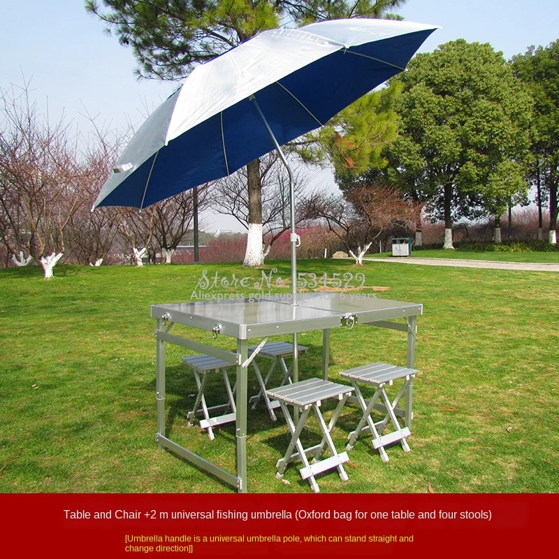 

30%Folding outdoor table and chair set aluminum camping table with four stools