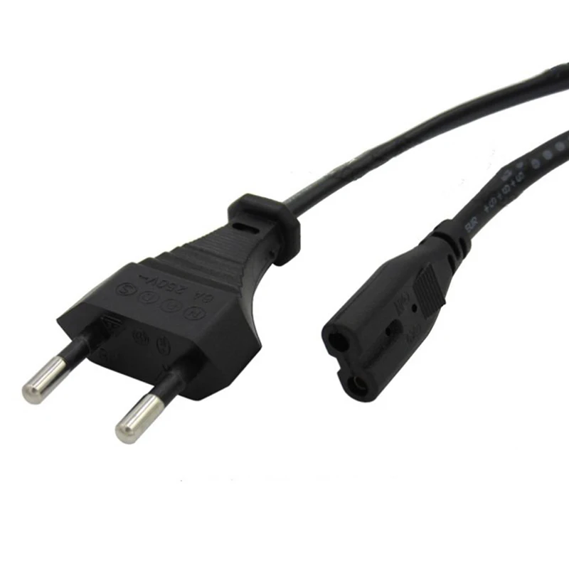 

1pc AC Power Supply Adapter Cord Cable Connectors Europe /eu 2 Pin 2-prong C43 black