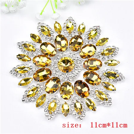 topaz in silver Высокое качество прозрачный кристалл AB аппликация СТРАЗА свадебное платье украшение стеклянные нашивки со стразами шитье для одежды DIY ткань - Цвет: topaz in silver