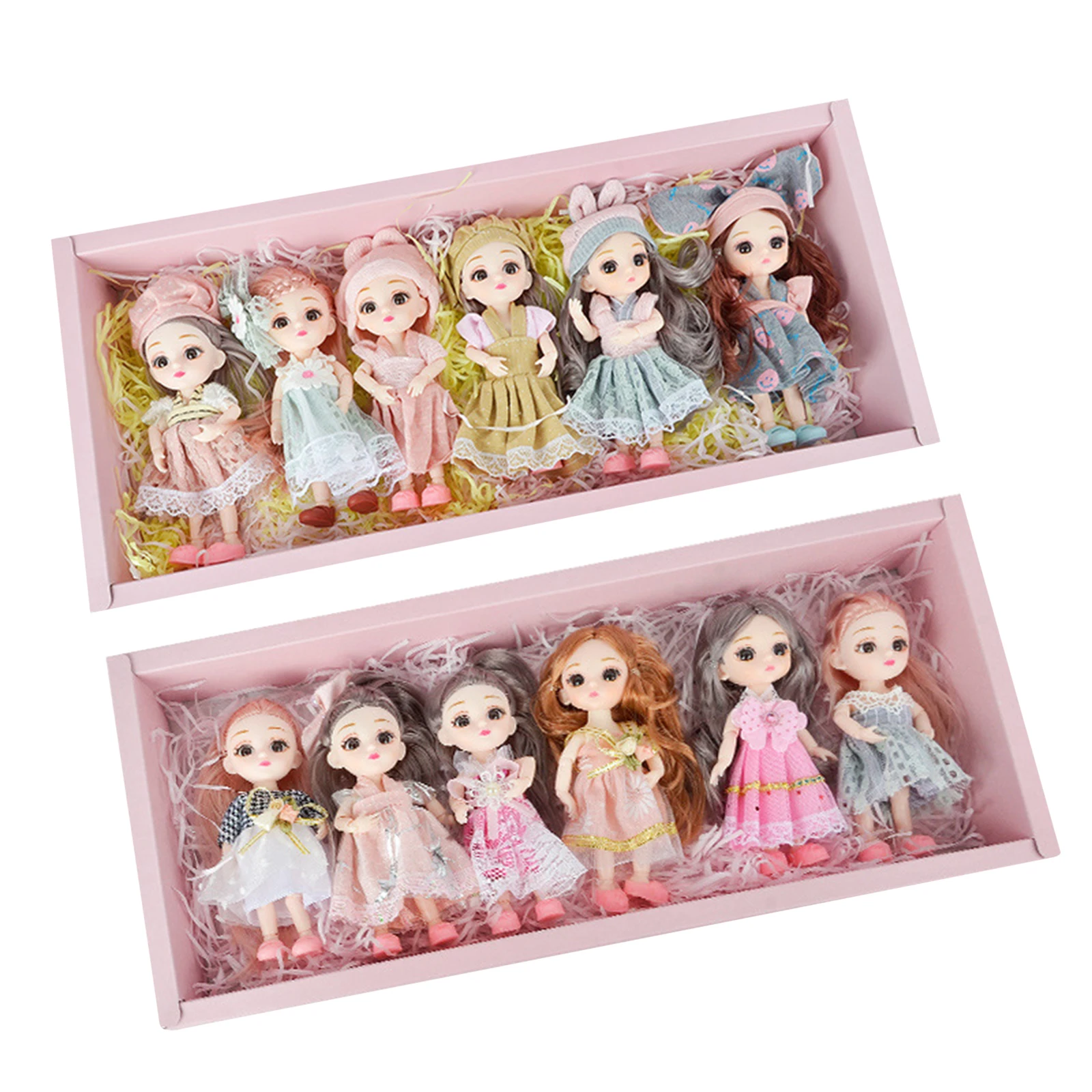 

6pcs Mini Pocket Princess Dolls Girls Playing Toys Set Collection with Dress Girls Doll for Kids Children Brithday Gifts