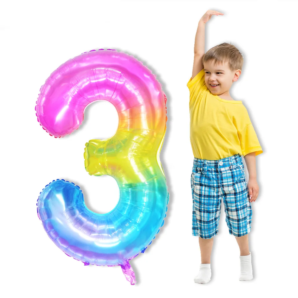 

40inch New Big Rainbow Number Foil Air Balloons Happy Birthday Christmas Anniversary Party Decorations Kids Toy Air Helium Ball