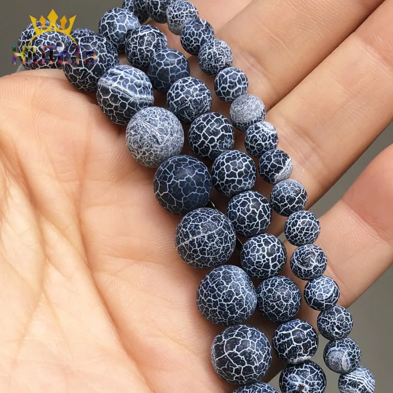 Круглые бусины из натурального камня серого мороза трещины во сне Агаты вены