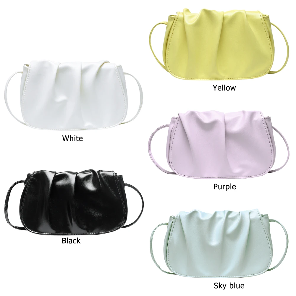 Женская сумка через плечо из искусственной кожи однотонный плиссированный