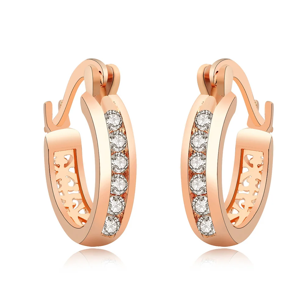 Свадебные модные круглые серьги кольца с кристаллами и фианитами золотого цвета