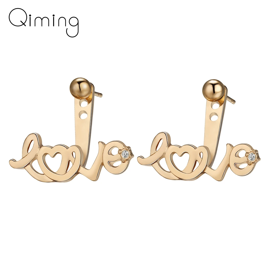Серьги гвоздики в стиле Бохо с надписью Love пирсинг для ушей свадебное Ювелирное