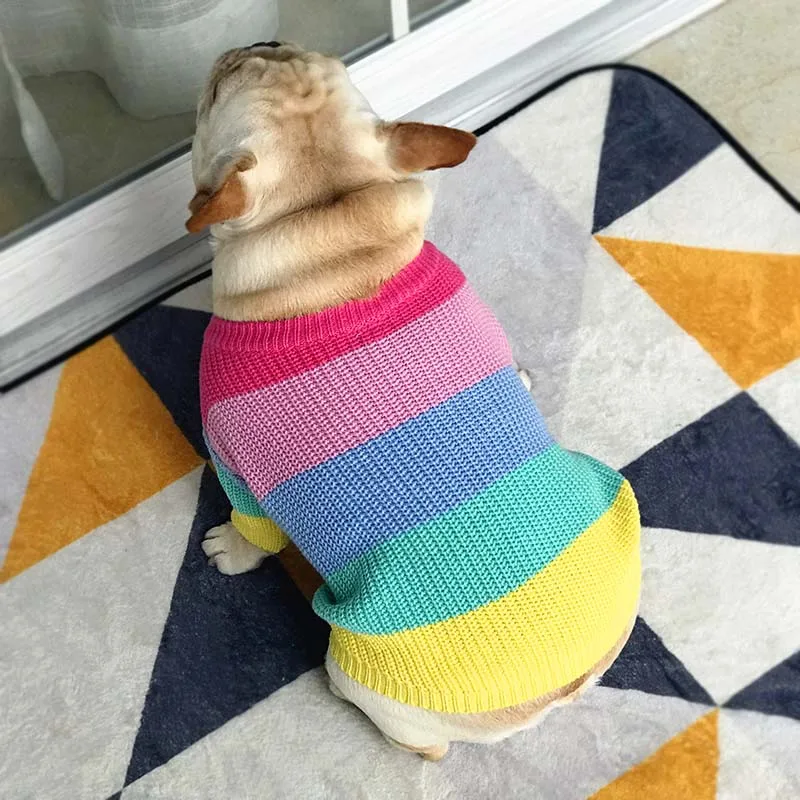 Одежда для собак Rainbow зимний свитер крупных костюм французских бульдогов одежда