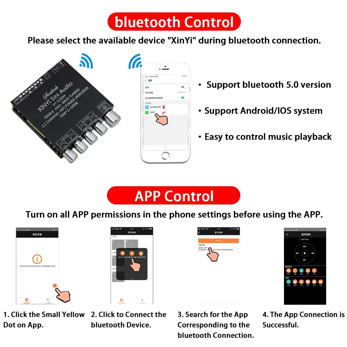 Bluetooth 5 0 2*50 Вт + 100 TPA3116D2 2 1 каналов класс D Плата усилителя динамик домашний